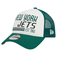 New York Jets New Era Stacked A-Frame Trucker 9FORTY Adjustable Hat - White/Green cheap