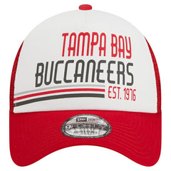 Tampa Bay Buccaneers New Era Stacked A-Frame Trucker 9FORTY Adjustable Hat - White/Red cheap