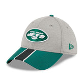 New York Jets New Era Striped 39THIRTY Flex Hat - Heather Gray/Green for sale