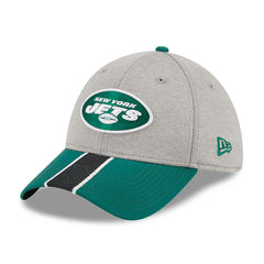 New York Jets New Era Striped 39THIRTY Flex Hat - Heather Gray/Green for sale
