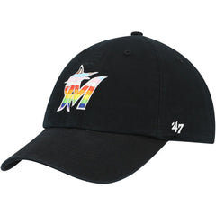 Miami Marlins Team Pride Clean Up Adjustable Hat Black