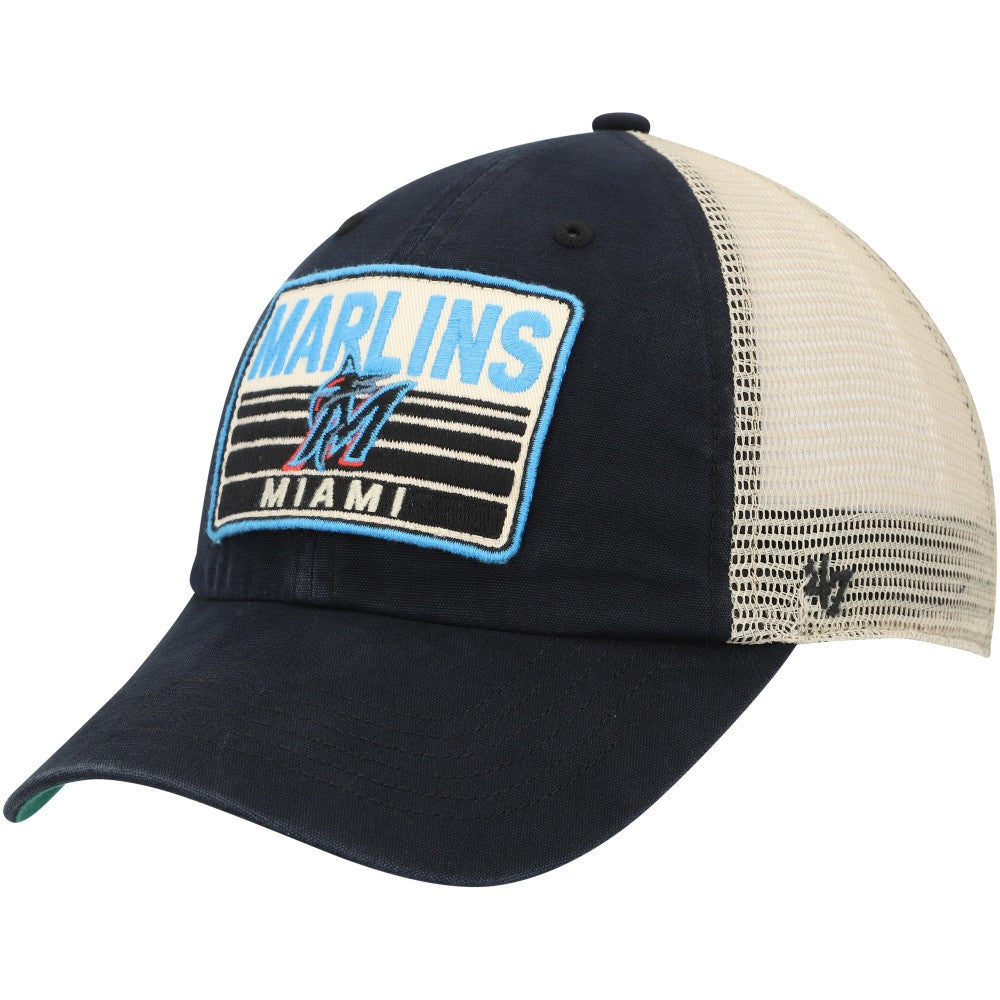 Miami Marlins Four Stroke Clean Up Trucker Snapback Hat Black