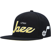 Utah Jazz Hardwood Classics Script 2.0 Snapback Hat - Black shop