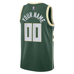 Milwaukee Bucks Unisex Swingman Custom Jersey Hunter Green - Icon Edition outlet