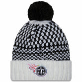 Tennessee Titans New Era Women's 2023 NFL Crucial Catch Cuffed Pom Knit Hat - Black/White for sale