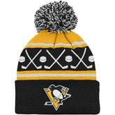 Pittsburgh Penguins Preschool Faceoff Cuffed Knit Hat with Pom - Black Hats