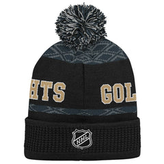 Vegas Golden Knights Youth Puck Cuffed Knit Hat with Pom - Black Hats