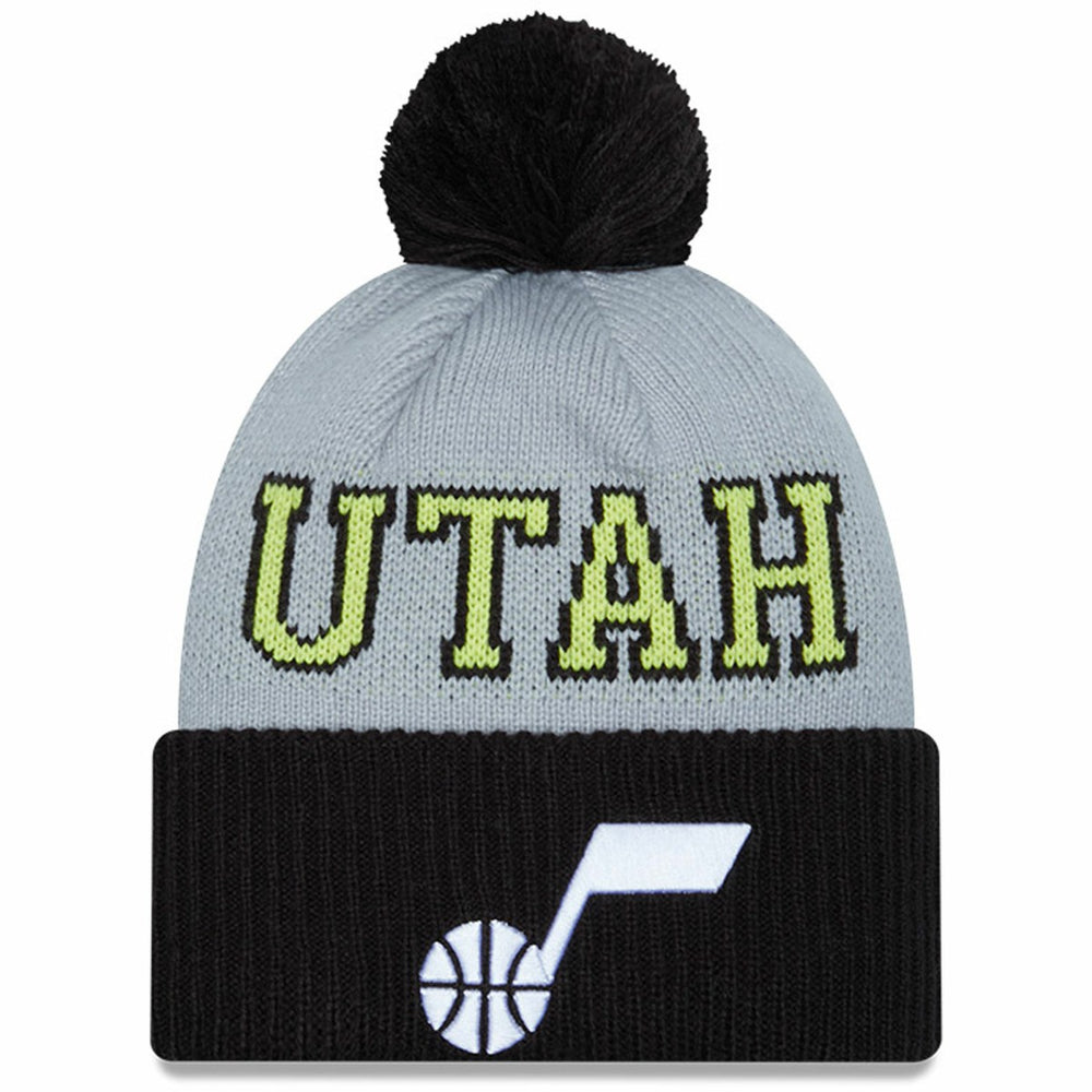 Utah Jazz Tip-Off Two-Tone Cuffed Knit Hat with Pom - Black/Gray on sale