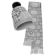 New Orleans Saints WEAR by Erin Andrews Women's Plaid Knit Hat with Pom & Scarf Set online