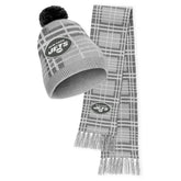 New York Jets WEAR by Erin Andrews Women's Plaid Knit Hat with Pom & Scarf Set online