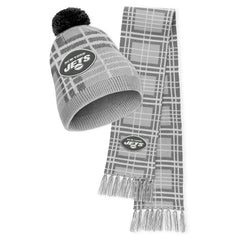 New York Jets WEAR by Erin Andrews Women's Plaid Knit Hat with Pom & Scarf Set online