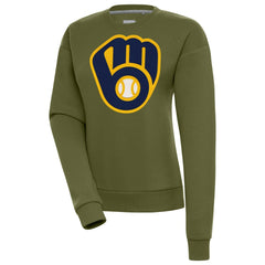 Milwaukee Brewers Antigua Women's Victory Pullover Sweatshirt Olive