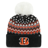 Cincinnati Bengals '47 Women's Elsa Cuffed Knit Hat with Pom - Black on sale