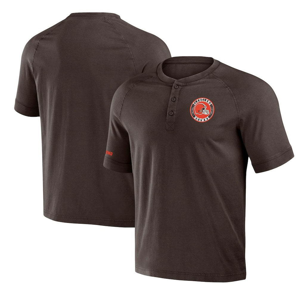 Cleveland Browns NFL x Darius Rucker Collection Washed Raglan Henley T-Shirt - Brown for sale