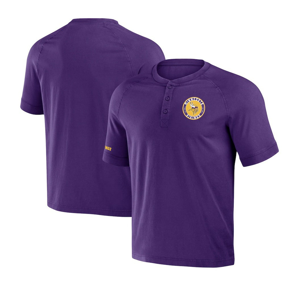 Minnesota Vikings NFL x Darius Rucker Collection Washed Raglan Henley T-Shirt - Purple for sale