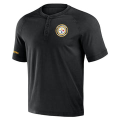 Pittsburgh Steelers NFL x Darius Rucker Collection Washed Raglan Henley T-Shirt - Black outlet