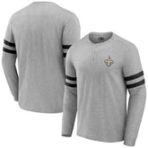 New Orleans Saints NFL x Darius Rucker Collection Henley Long Sleeve T-Shirt - Heather Gray for sale
