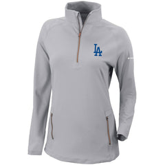 Los Angeles Dodgers Women's Omni-Wick Outward Nine Quarter-Zip Pullover Top Gray