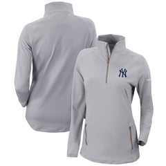 New York Yankees Women's Omni-Wick Outward Nine Quarter-Zip Pullover Top Gray