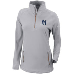 New York Yankees Women's Omni-Wick Outward Nine Quarter-Zip Pullover Top Gray