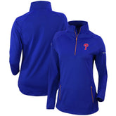 Philadelphia Phillies Women's Omni-Wick Outward Nine Quarter-Zip Pullover Top Royal