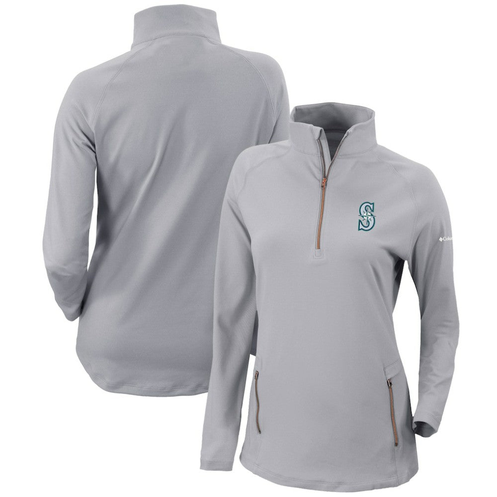 Seattle Mariners Women's Omni-Wick Outward Nine Quarter-Zip Pullover Top Gray