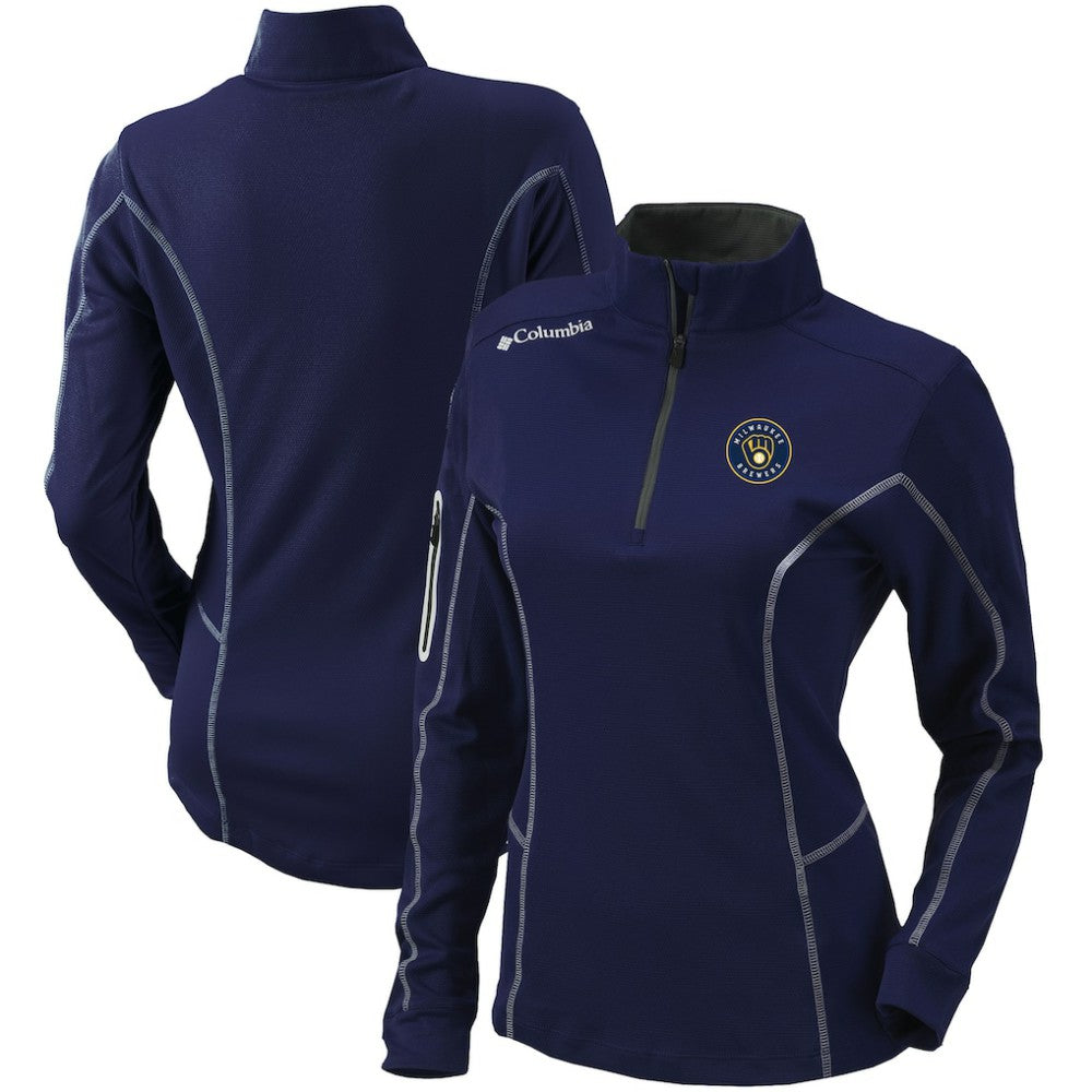 Milwaukee Brewers Women's Omni-Wick Shotgun Quarter-Zip Pullover Top Navy