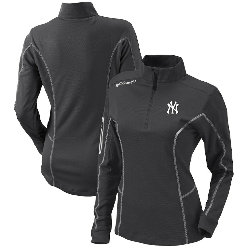 New York Yankees Women's Omni-Wick Shotgun Quarter-Zip Pullover Top Charcoal