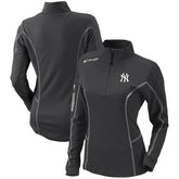 New York Yankees Women's Omni-Wick Shotgun Quarter-Zip Pullover Top Charcoal