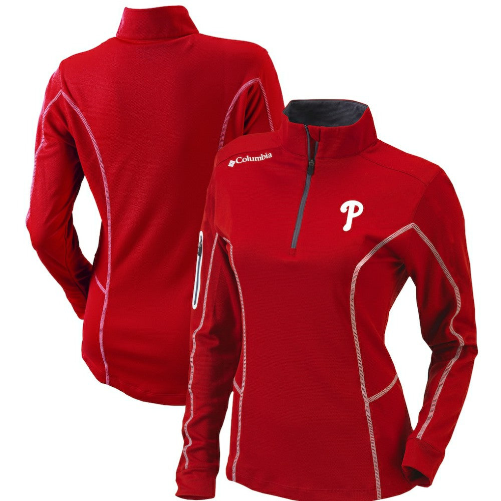 Philadelphia Phillies Women's Omni-Wick Shotgun Quarter-Zip Pullover Top Red
