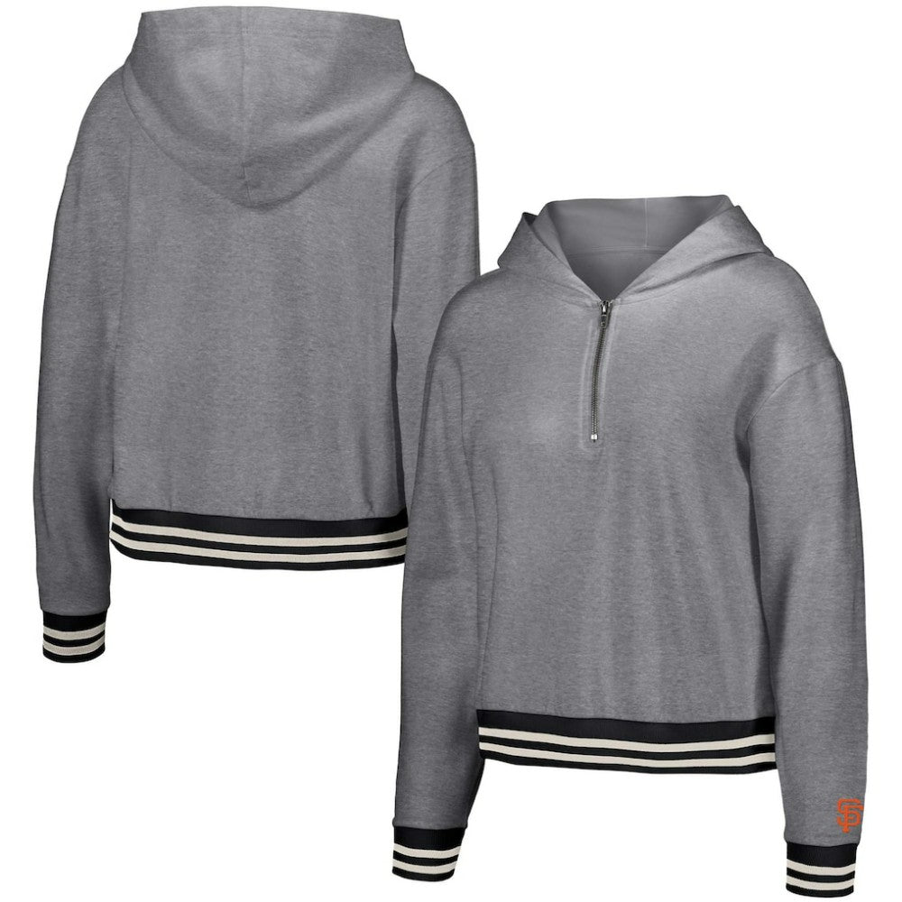 San Francisco Giants Lusso Women's Magnolia Tri-Blend Quarter-Zip Hoodie Gray