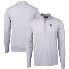Chicago White Sox Cutter & Buck Virtue Eco Pique Micro Stripe Recycled Quarter-Zip Pullover Top Gray/White