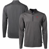 Cincinnati Reds Cutter & Buck Virtue Eco Pique Micro Stripe Recycled Quarter-Zip Pullover Top Black/Gray