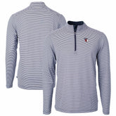 Cleveland Guardians Cutter & Buck Virtue Eco Pique Micro Stripe Recycled Quarter-Zip Pullover Top Navy/White