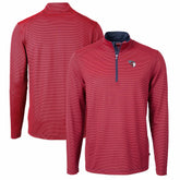 Cleveland Guardians Cutter & Buck Virtue Eco Pique Micro Stripe Recycled Quarter-Zip Pullover Top Red/Navy