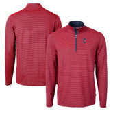 Cleveland Guardians Cutter & Buck Virtue Eco Pique Micro Stripe Recycled Quarter-Zip Pullover Top Red/Navy