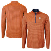Detroit Tigers Cutter & Buck Virtue Eco Pique Micro Stripe Recycled Quarter-Zip Pullover Top Orange/Navy