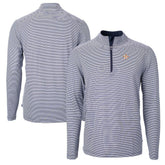 Houston Astros Cutter & Buck Virtue Eco Pique Micro Stripe Recycled Quarter-Zip Pullover Top Navy/White