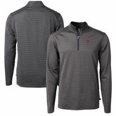 New York Mets Cutter & Buck Virtue Eco Pique Micro Stripe Recycled Quarter-Zip Pullover Top Black/Gray