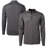 Pittsburgh Pirates Cutter & Buck Virtue Eco Pique Micro Stripe Recycled Quarter-Zip Pullover Top Black/Gray