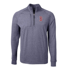 Boston Red Sox Cutter & Buck Adapt Eco Knit Stretch Recycled Quarter-Zip Pullover Top Heather Navy
