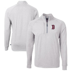 Boston Red Sox Cutter & Buck Adapt Eco Knit Stretch Recycled Quarter-Zip Pullover Top Heather Gray