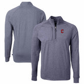 Cleveland Guardians Cutter & Buck Adapt Eco Knit Stretch Recycled Quarter-Zip Pullover Top Heather Navy