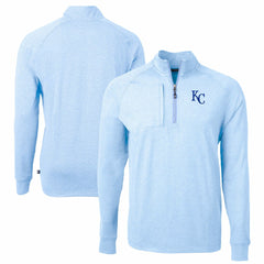 Kansas City Royals Cutter & Buck Adapt Eco Knit Stretch Recycled Quarter-Zip Pullover Top Heather Light Blue