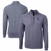 Kansas City Royals Cutter & Buck Adapt Eco Knit Stretch Recycled Quarter-Zip Pullover Top Heather Navy
