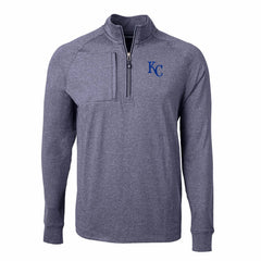 Kansas City Royals Cutter & Buck Adapt Eco Knit Stretch Recycled Quarter-Zip Pullover Top Heather Navy