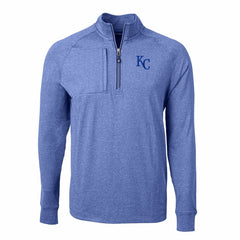 Kansas City Royals Cutter & Buck Adapt Eco Knit Stretch Recycled Quarter-Zip Pullover Top Heather Royal