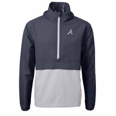 Atlanta Braves Cutter & Buck Charter Eco Recycled Half-Zip Anorak Jacket Navy/Gray