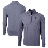 Philadelphia Phillies Cutter & Buck Adapt Eco Knit Stretch Recycled Quarter-Zip Pullover Top Heather Navy
