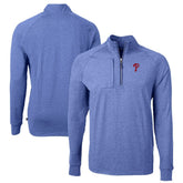 Philadelphia Phillies Cutter & Buck Adapt Eco Knit Stretch Recycled Quarter-Zip Pullover Top Heather Royal